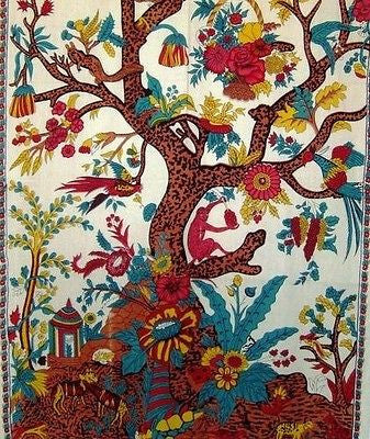 SALE Handmade 100% Cotton Tree of Life Tab Top Curtain Drape Panel 44x88 Beige Tan - Sweet Us