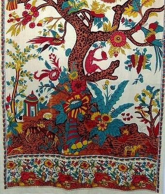SALE Handmade 100% Cotton Tree of Life Tab Top Curtain Drape Panel 44x88 Beige Tan - Sweet Us