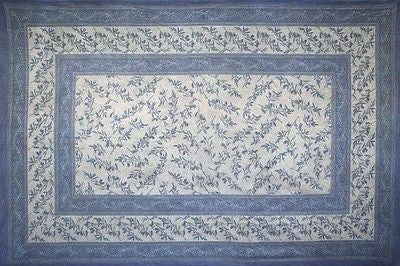 CLEARANCE SALE Border Vine Tablecloth Throw Spread Cotton 60X60 Square Blue Grey - Sweet Us
