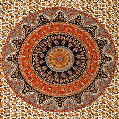 Handmade 100% Cotton Circle Mandala Floral Tapestry Tablecloth Spread Twin 60x90 - Sweet Us