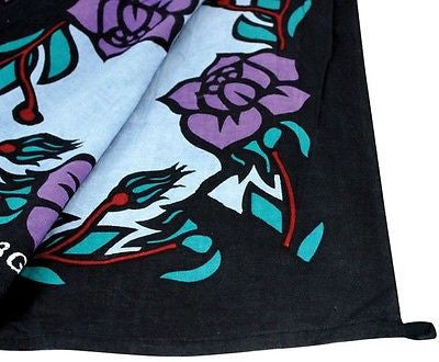 Grateful Dead Blue Steal Your Face Tapestry with Roses Hippie Hanging Wall Art - Sweet Us