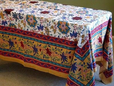 Handmade 100% Cotton Floral Print Tablecloth Tapestry Throw Wall Decor 87x90 - Sweet Us