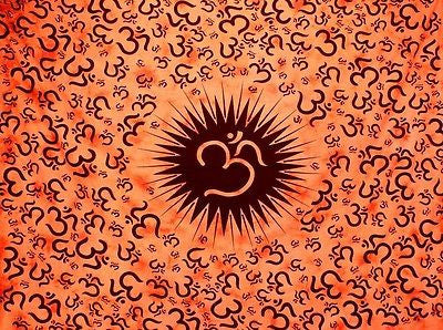 Handmade 100% Cotton Om Burst Tie-Dye Tapestry Tablecloth Bedspread 85x100 - Sweet Us