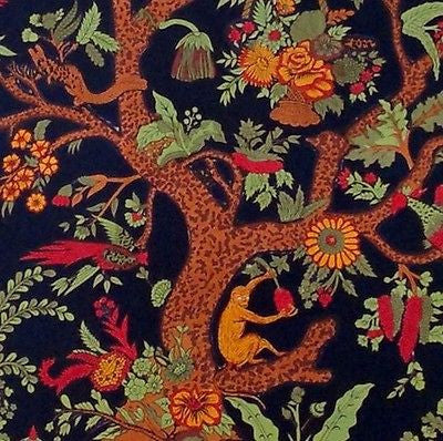 Clearance Sale Handmade Cotton Tree of Life Tapestry Throw Tablecloth Spread Black Gold 88x104 - Sweet Us