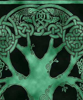 Handmade 100% Cotton Celtic Tree of Life Tapestry Tablecloth Spread Emerald Full - Sweet Us
