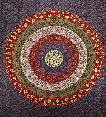 Handmade 100% Cotton Circle of Flowers Vibrant Mandala Tapestry Tablecloth Spread 60x90 - Sweet Us