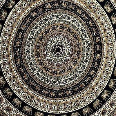 Handmade 100% Cotton Mandala Elephant Tapestry Tablecloth Spread 85x100 Brown - Sweet Us