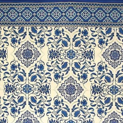 Handmade Victorian Bloom Floral Tablecloth 100% Cotton Blue 60x60 Square - Sweet Us