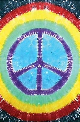 Handmade Cotton Rainbow Tie-Dye Peace Tapestry Tablecloth Spread Twin MultiColor - Sweet Us