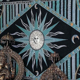 Handmade 100% Cotton Celestial Sun Moon Star Tapestry Coverlet Twin Green 70x104 - Sweet Us