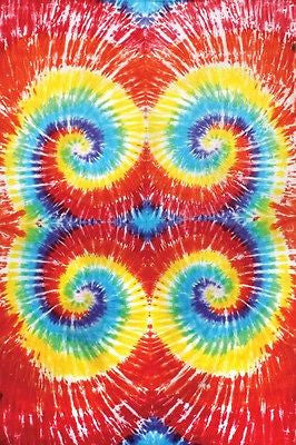 Handmade Cotton Multi Spiral Tie-Dye Tapestry Tablecloth Spread 60x90 MultiColor - Sweet Us