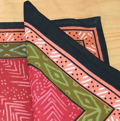 CLEARANCE Handmade 100% Cotton Calico Napkins Table Linen Geometrical Red - Sweet Us
