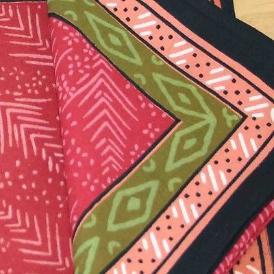 CLEARANCE Handmade 100% Cotton Calico Napkins Table Linen Geometrical Red - Sweet Us