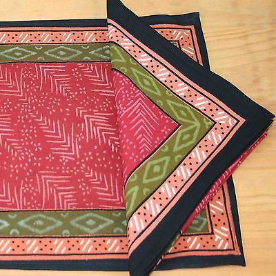 CLEARANCE Handmade 100% Cotton Calico Napkins Table Linen Geometrical Red - Sweet Us