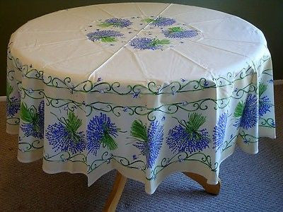 Royal French Floral Tablecloth Provencal Acrylic Coated Cotton Purple 71" Round - Sweet Us