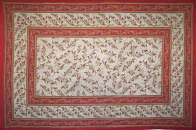 Handmade Cotton Border Vine Floral Tapestry Tablecloth Coverlet Spread 70x106 - Sweet Us