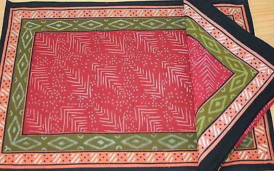 CLEARANCE Handmade 100% Cotton Calico Napkins Table Linen Geometrical Red - Sweet Us