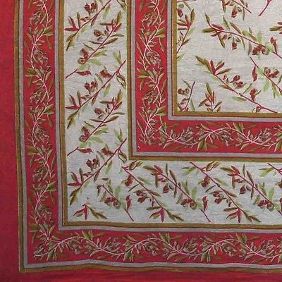 Handmade Cotton Border Vine Floral Tapestry Tablecloth Coverlet Spread 70x106 - Sweet Us