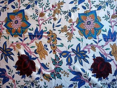 Handmade 100% Cotton Floral Print Tablecloth Tapestry Throw Wall Decor 64x90 Tan - Sweet Us