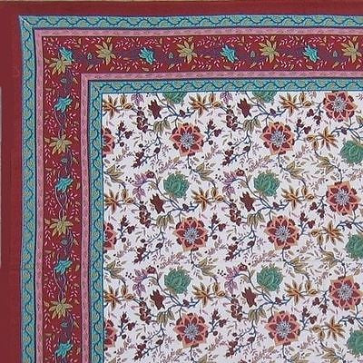 Handmade Floral 100% Cotton Tablecloth Tapestry Coverlet Wall Hang 60x88 Red - Sweet Us