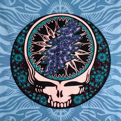 Grateful Dead Blue Steal Your Face Tapestry with Roses Hippie Hanging Wall Art - Sweet Us