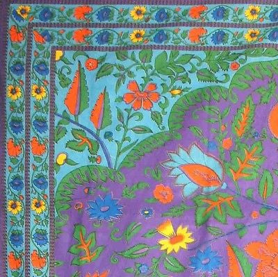 Cotton Tree of Life Tapestry Wall Hang Tablecloth Rectangle Spread Purple - Sweet Us