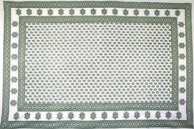 Handmade 100% Cotton Monotone Buti Floral Tapestry Tablecloth Spread Full Green - Sweet Us
