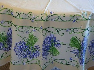 Royal French Floral Tablecloth Provencal Acrylic Coated Cotton Purple 71" Round - Sweet Us