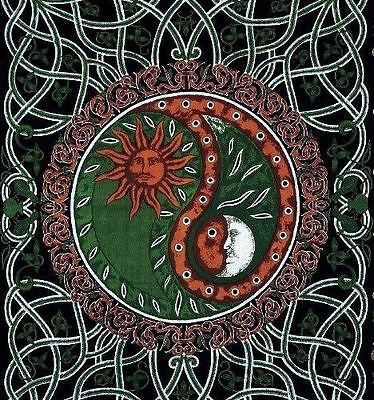 Clearance Sale Handmade 100% Cotton Celtic Celestial Yin Yang Tapestry Bedspread Copper Full - Sweet Us