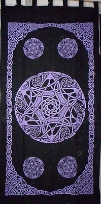 Unique Handmade Celtic Tab Top 100% Cotton Curtain Drape Panel Purple 44x88 - Sweet Us