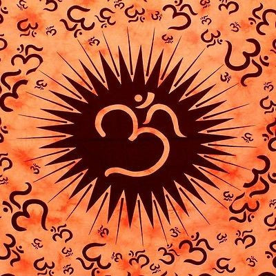 Handmade 100% Cotton Om Burst Tie-Dye Tapestry Tablecloth Bedspread 85x100 - Sweet Us