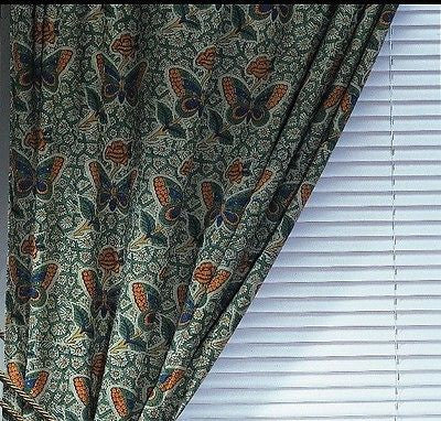 Jaipur Print Cotton Vegetable Dyed Tab Top Curtain Window Drape Panel Butterfly - Sweet Us