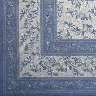 CLEARANCE SALE Border Vine Tablecloth Throw Spread Cotton 60X60 Square Blue Grey - Sweet Us