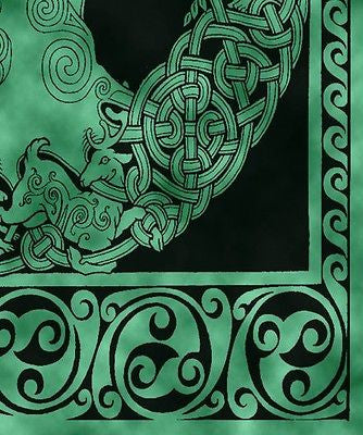 Handmade 100% Cotton Celtic Tree of Life Tapestry Tablecloth Spread Emerald Full - Sweet Us