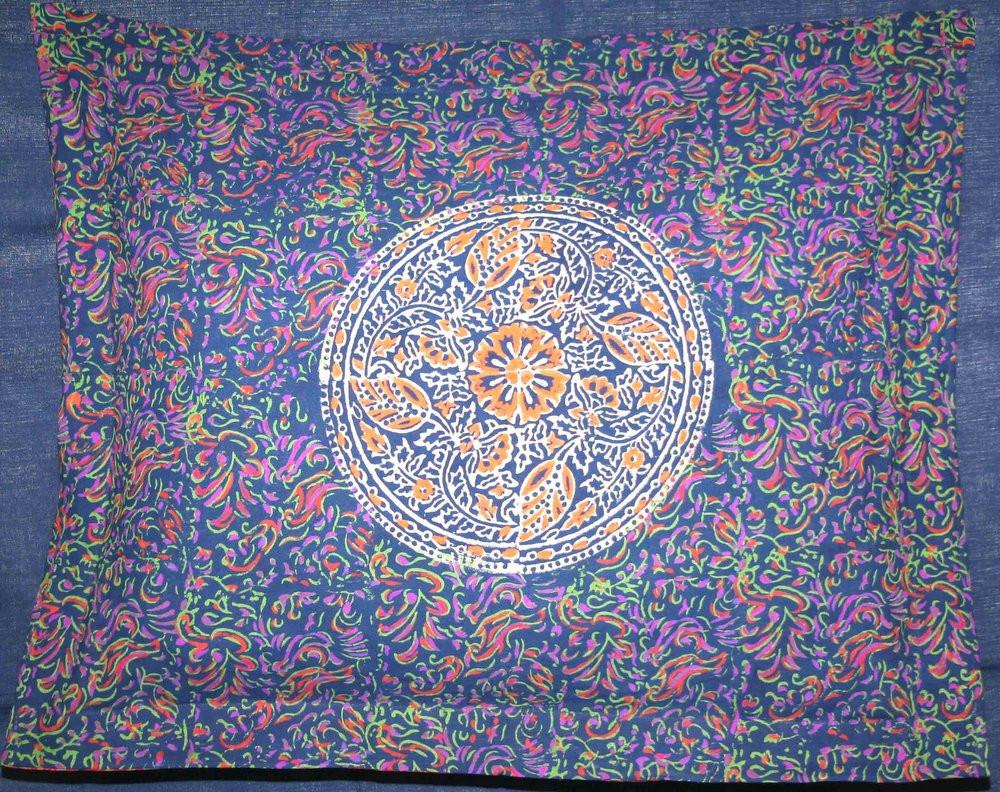 Reversible Block Print Cotton Mandala Floral Duvet Cover Full Queen Blue Red