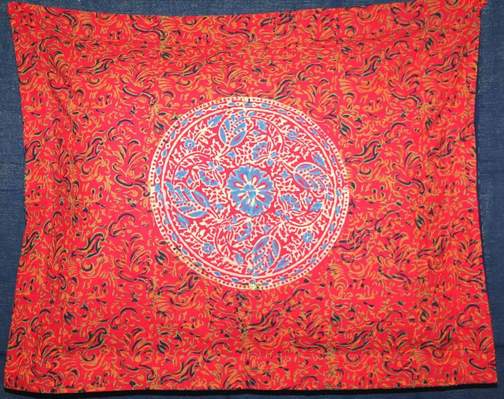 Reversible Block Print Cotton Mandala Floral Duvet Cover Full Queen Blue Red