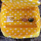 Handmade Quilted 100% Cotton Cosmetic Organizer Jewelry Bag Travel Pouch Polka Dot Yellow - Sweet Us