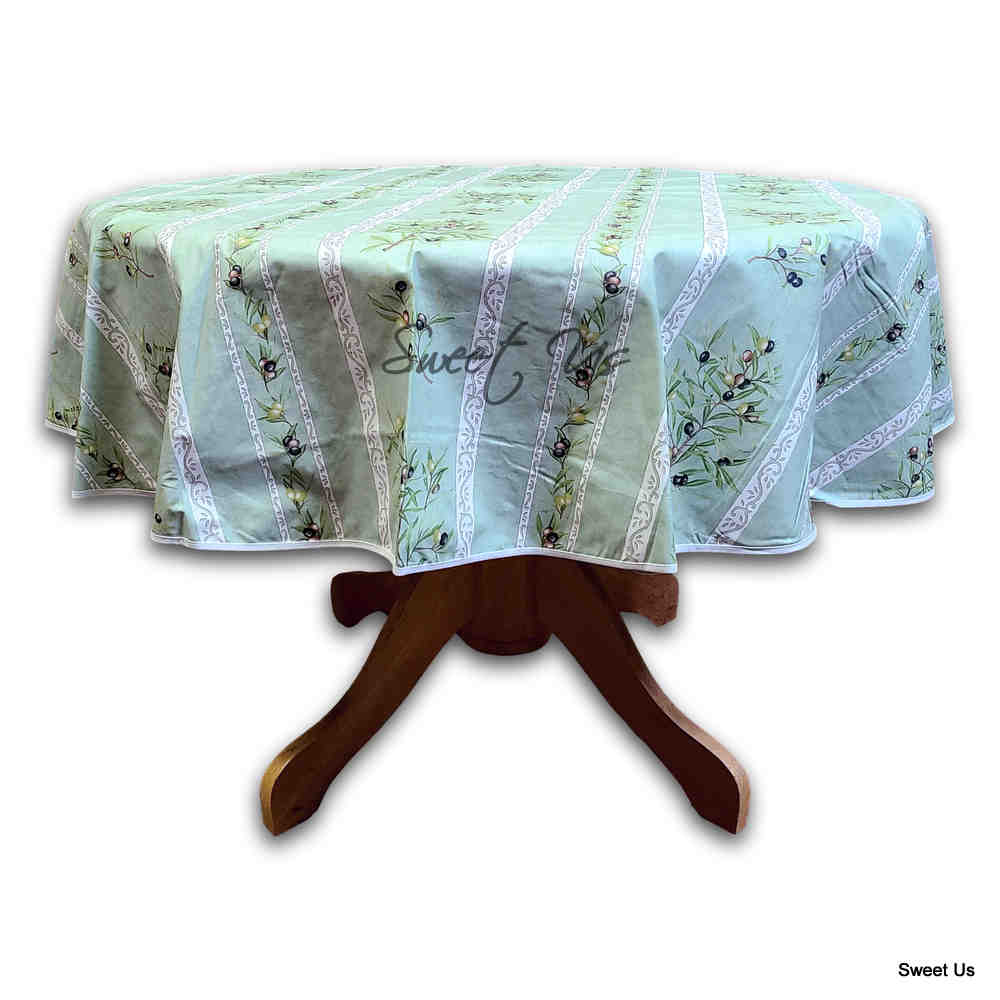 Wipeable Tablecloth Round Spillproof French Acrylic Coated Clos De Oliviers