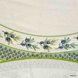 Wipeable Tablecloth Round Spillproof French Acrylic Coated Fleur Oliviers Green
