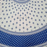 Wipeable Tablecloth Round Spill Resistant French Acrylic Coated Floral Blue