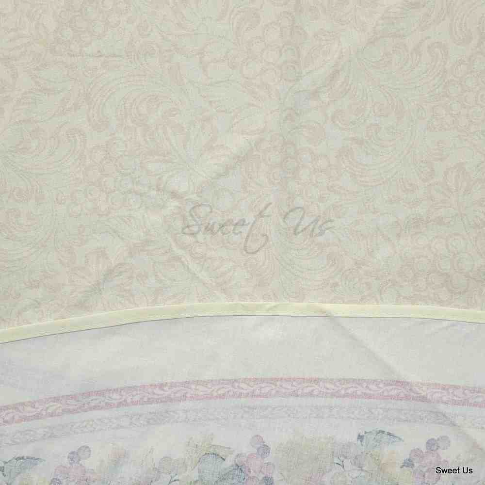 Wipeable Spill Resistant French Acrylic Coated Floral Tablecloth Round