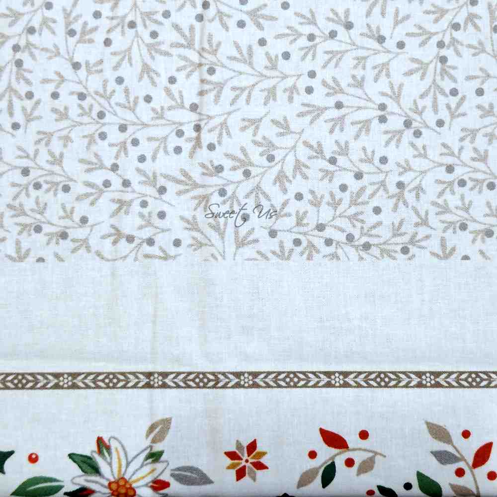 Wipeable Tablecloth Christmas Red Green Spill Resistant French Acrylic Coated