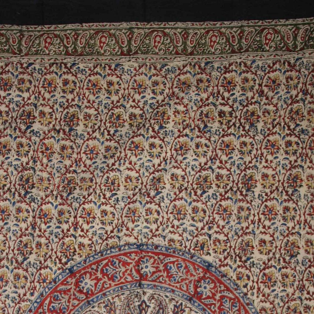 CLEARANCE Hand Block Print Kalamkari Mandala Cotton Curtain Drape Panel 46x88 - Sweet Us