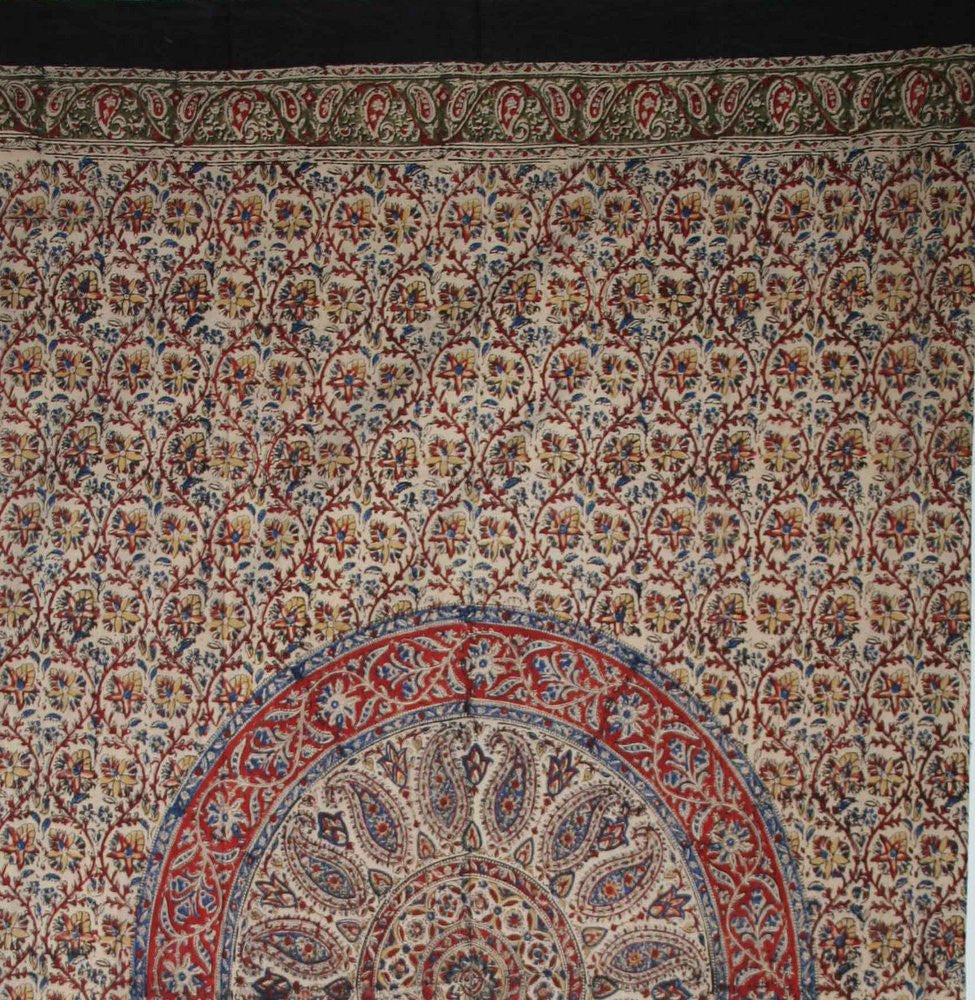 CLEARANCE Hand Block Print Kalamkari Mandala Cotton Curtain Drape Panel 46x88 - Sweet Us
