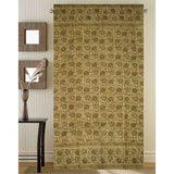Block Print Veggie Dye Curtain Cotton Floral Drape 46x84 Blue Green Panel