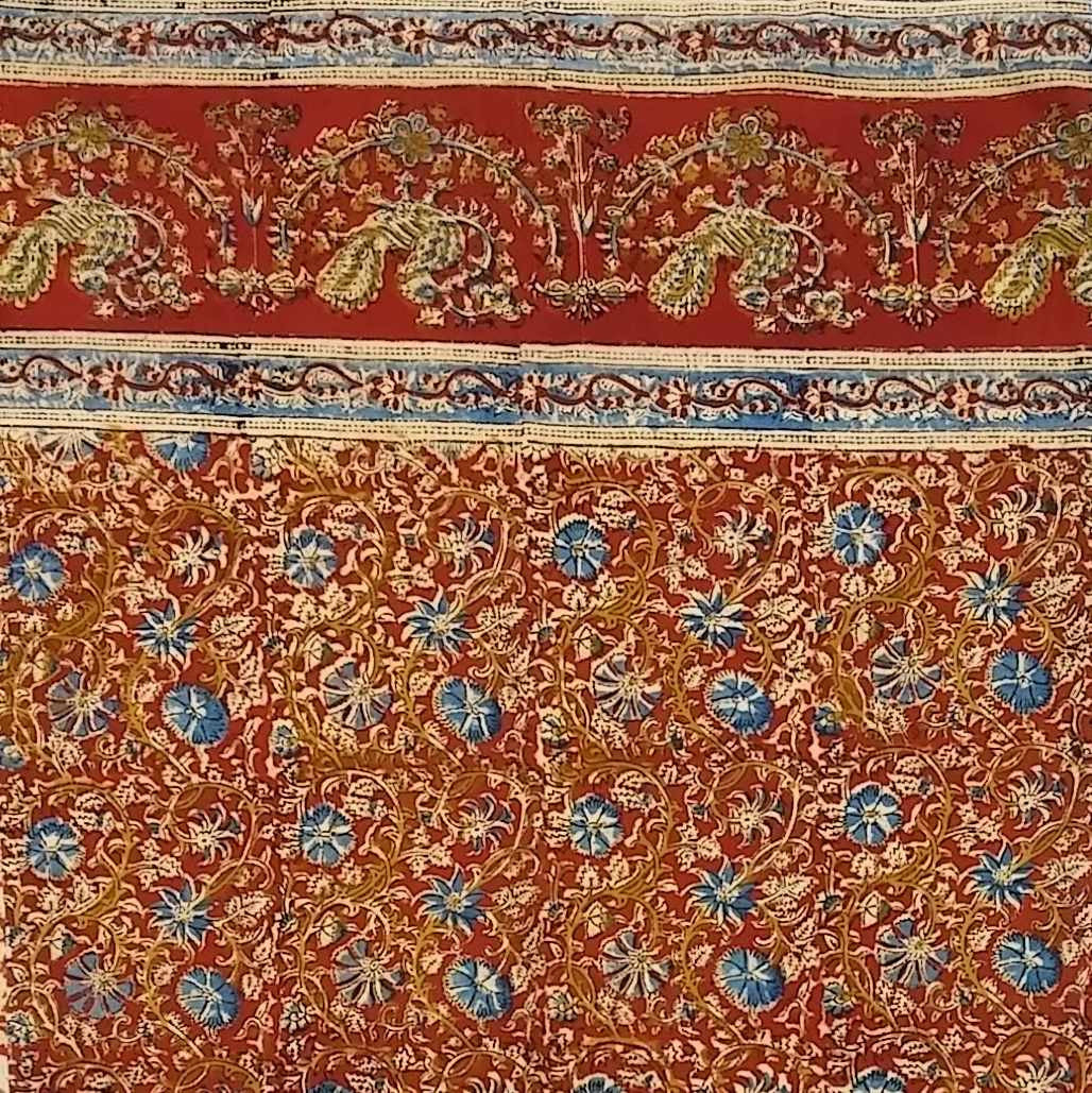 Handmade 100% Cotton Block Print Vegetable Dye Curtain Panel Cotton 46x84 Red - Sweet Us