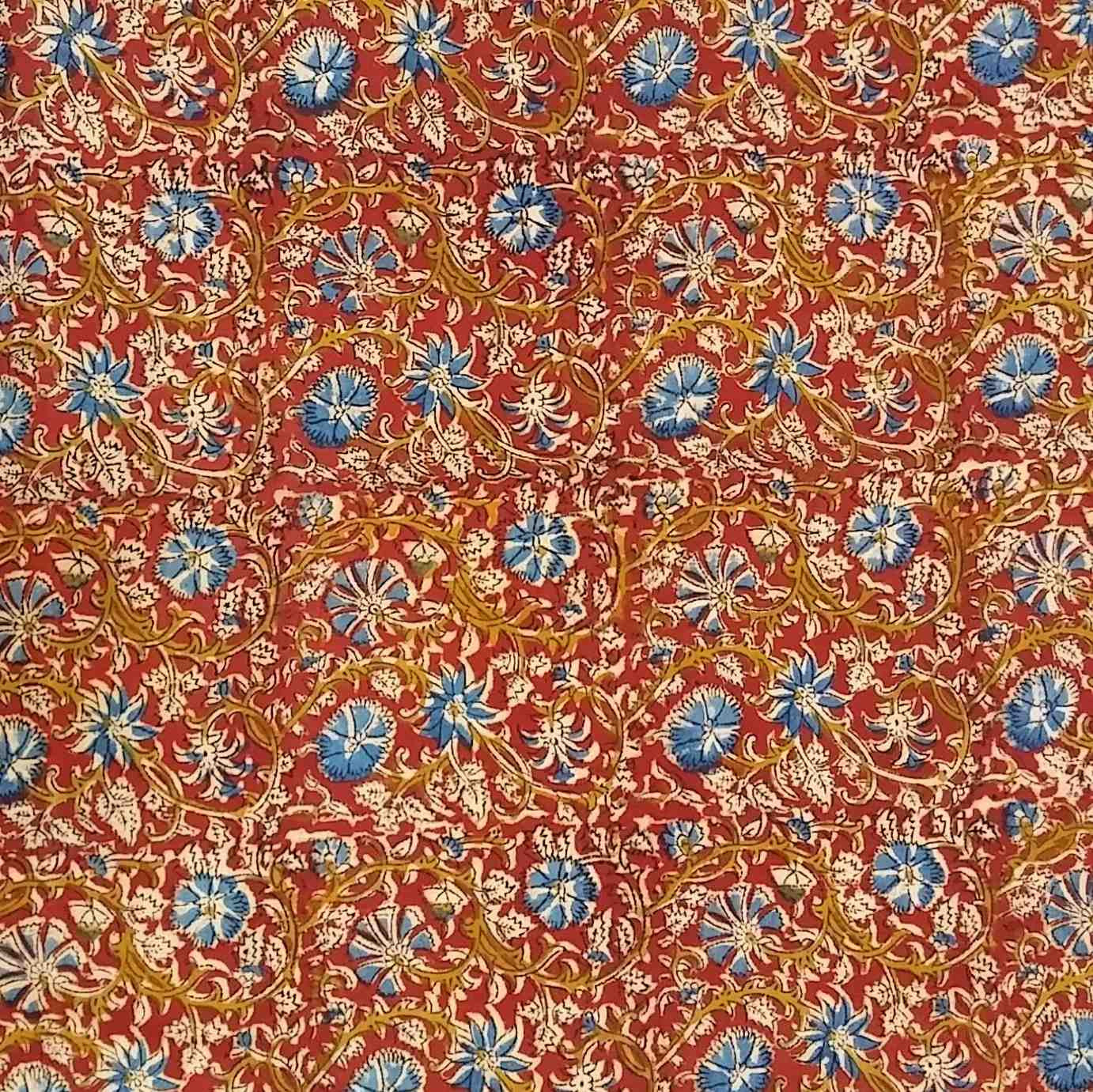 Handmade 100% Cotton Block Print Vegetable Dye Curtain Panel Cotton 46x84 Red - Sweet Us