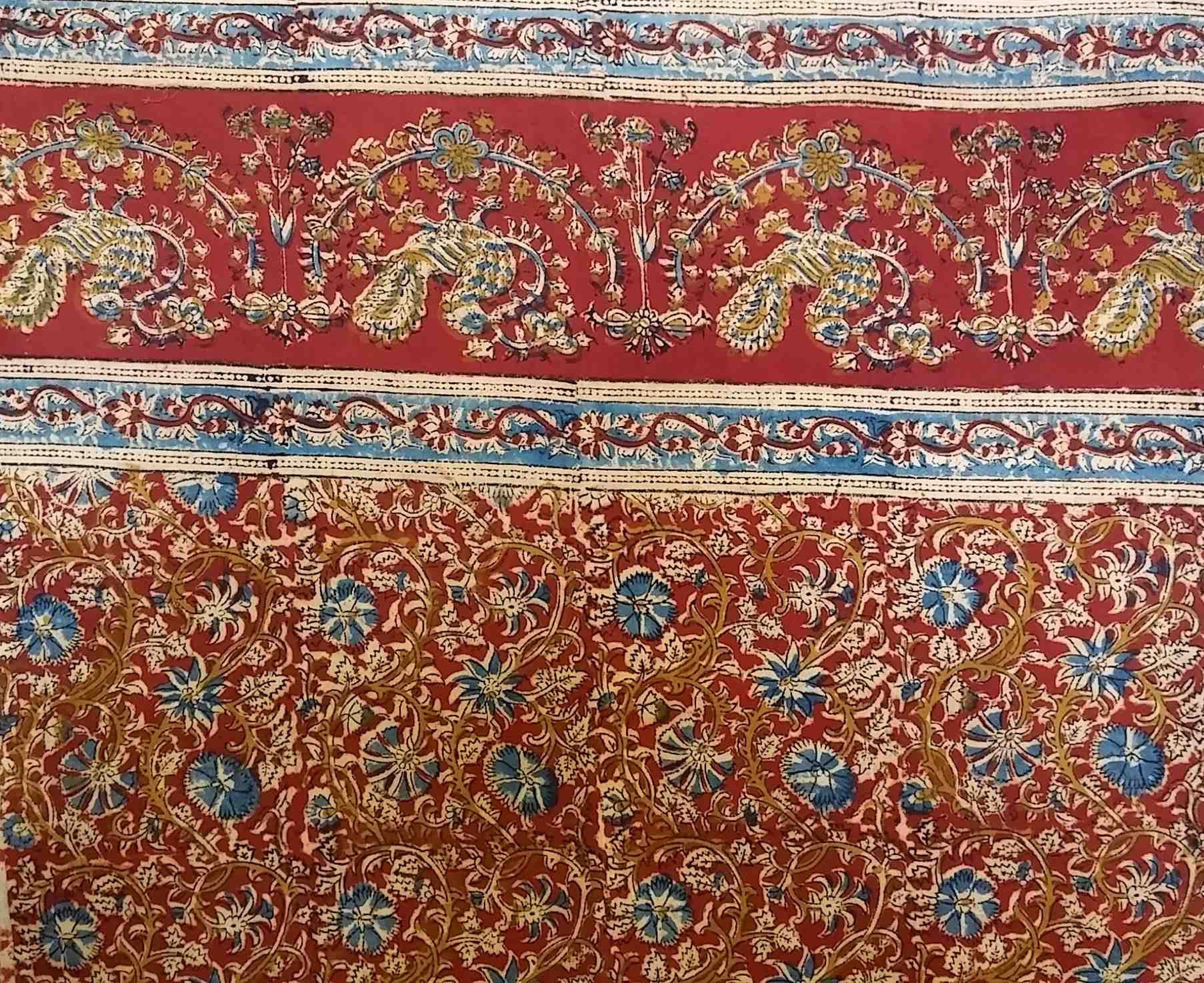 Handmade 100% Cotton Block Print Vegetable Dye Curtain Panel Cotton 46x84 Red - Sweet Us