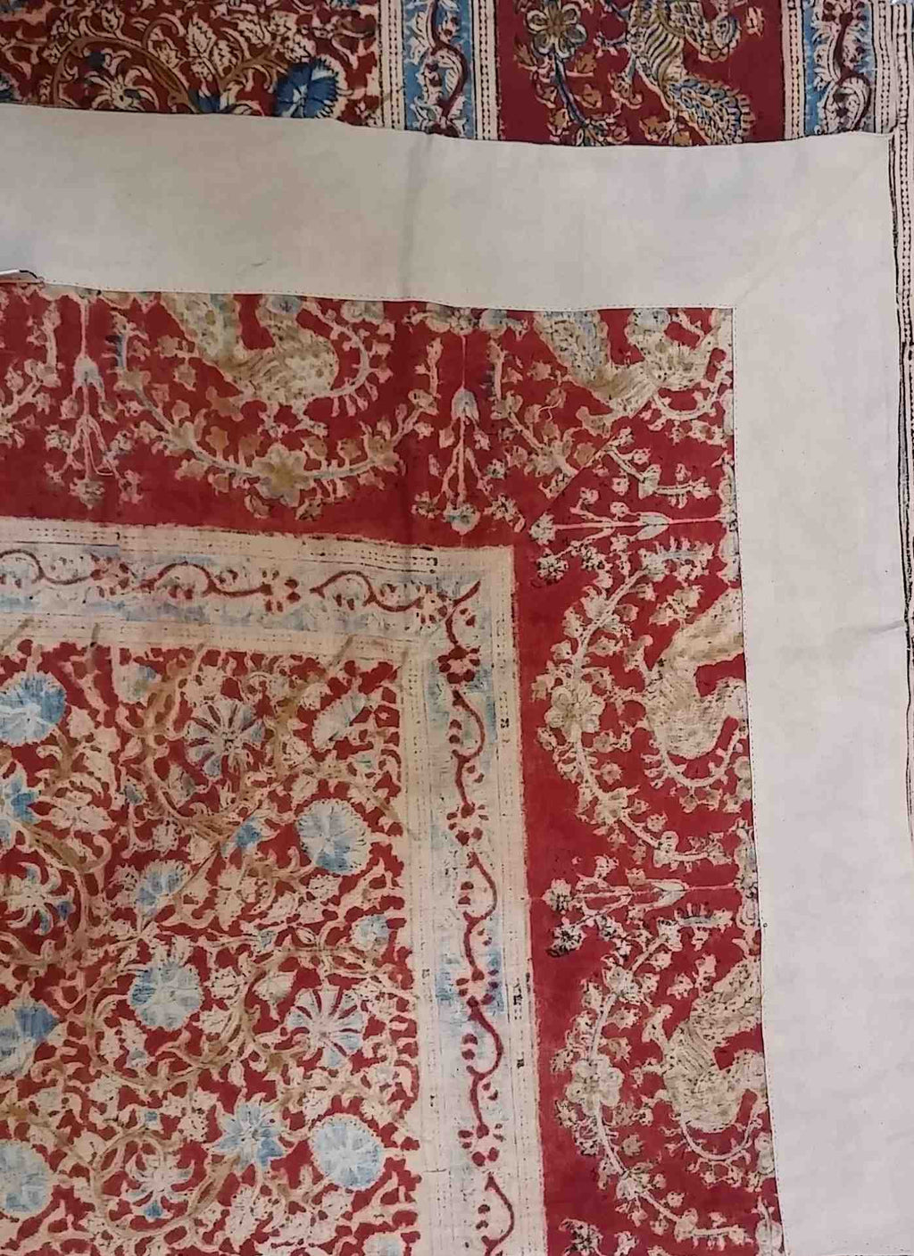 Handmade 100% Cotton Block Print Vegetable Dye Curtain Panel Cotton 46x84 Red - Sweet Us