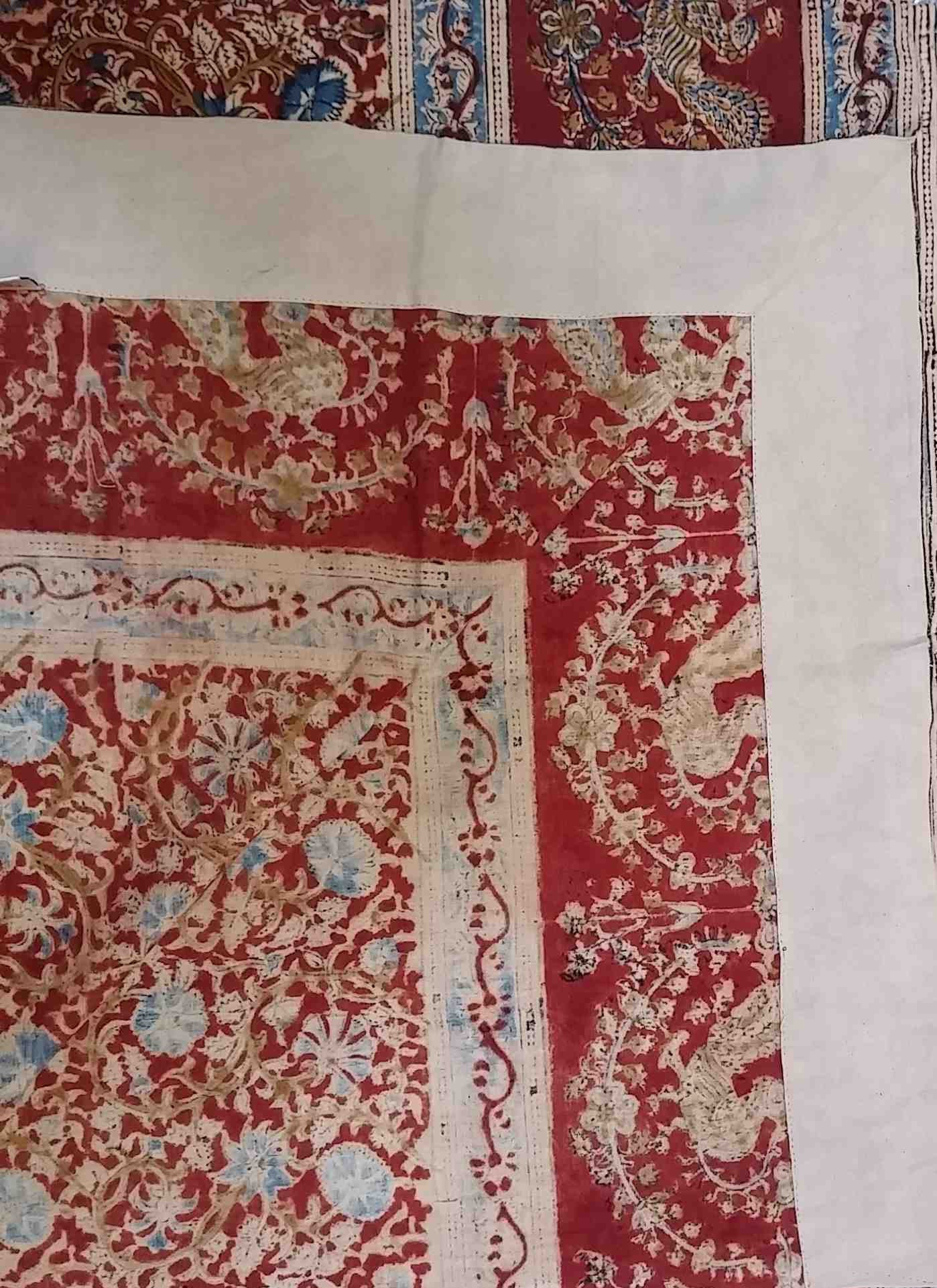 Handmade 100% Cotton Block Print Vegetable Dye Curtain Panel Cotton 46x84 Red - Sweet Us